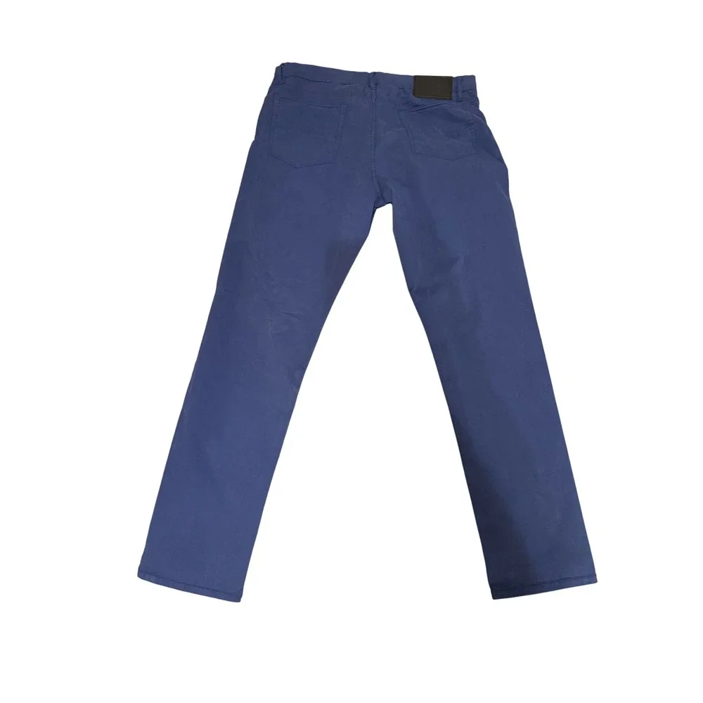 Robert Graham Hagley Pant Navy Blue Cotton Blend Stretch Straight Leg Mens 36